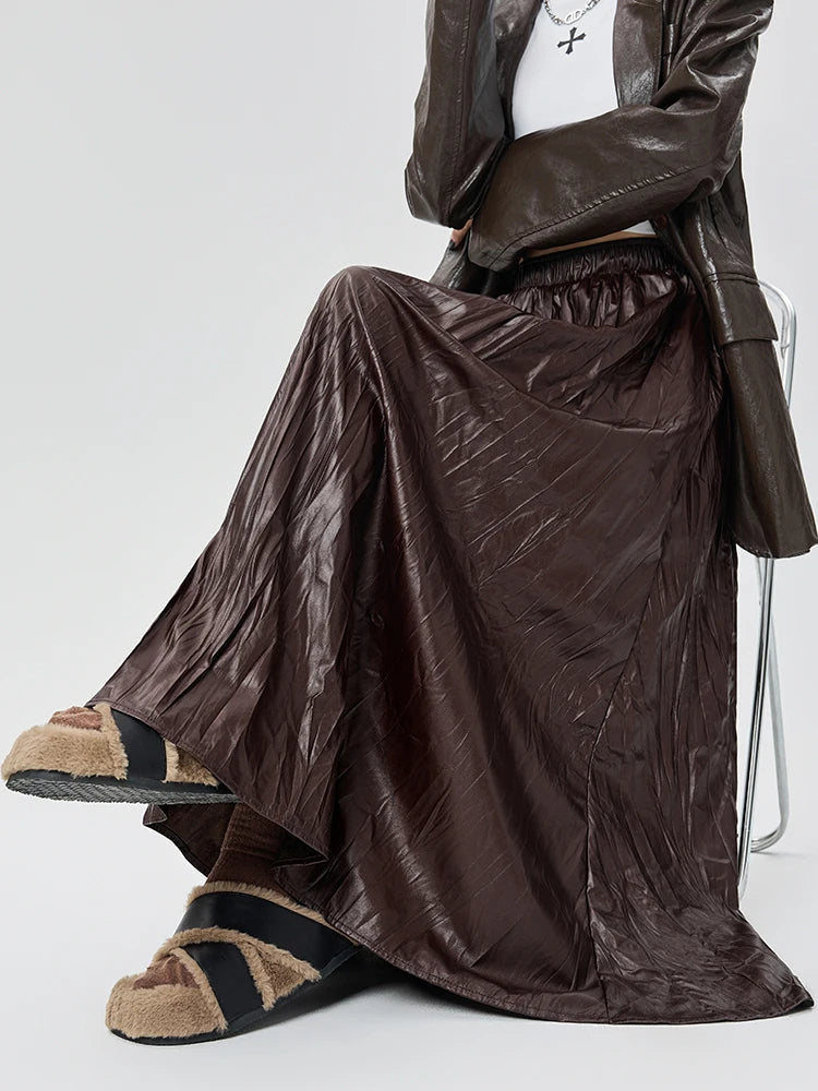 Amelia Crinkle Leather Maxi Skirt