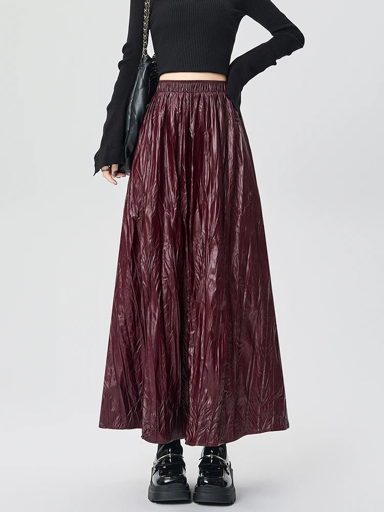 Amelia Crinkle Leather Maxi Skirt