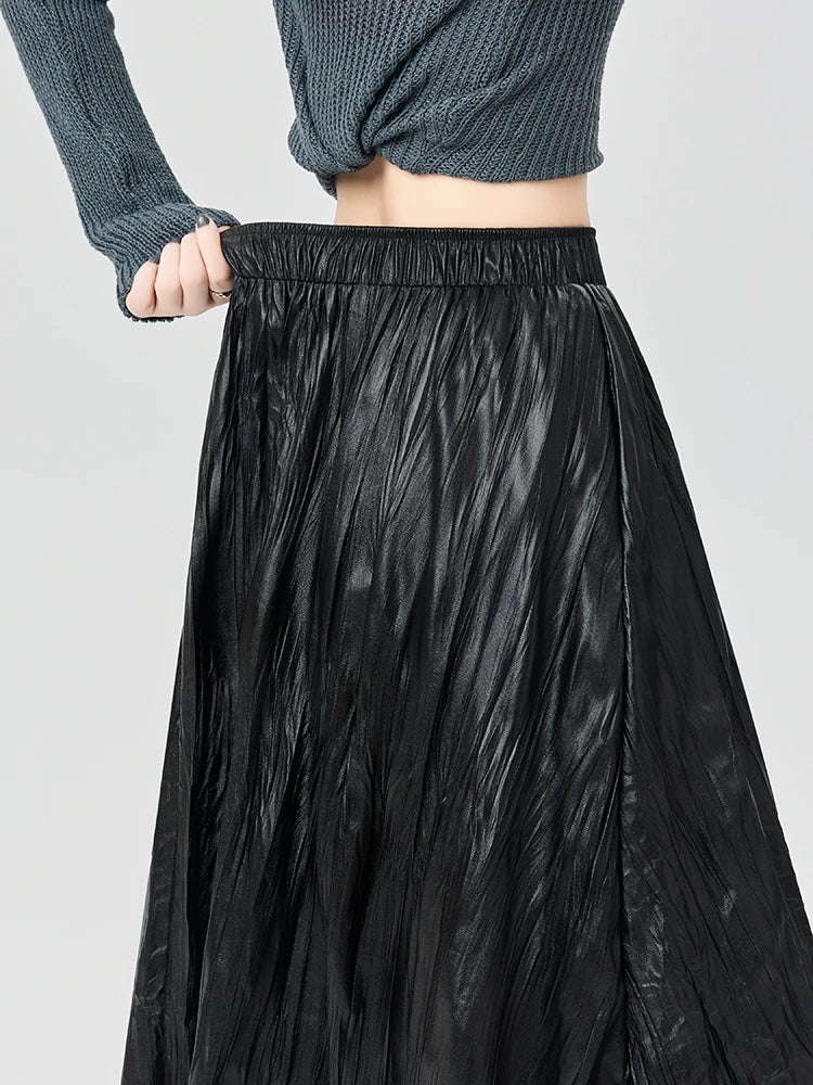 Amelia Crinkle Leather Maxi Skirt