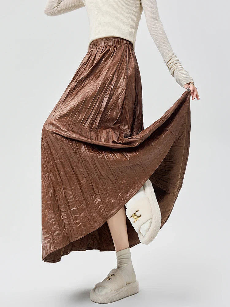 Amelia Crinkle Leather Maxi Skirt