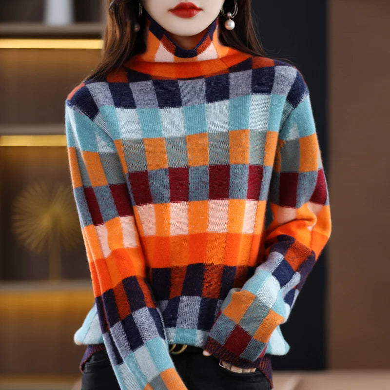 Vintage Mosaic Turtleneck Sweater